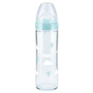 NUK dojčenská fľaša Love, 240 ml – sklenená, modré balóny