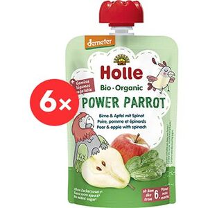 HOLLE Power Parrot BIO pyré hruška jablko a špenát 6× 100 g