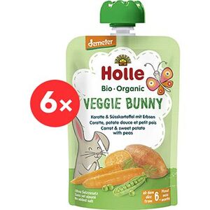HOLLE Veggie Bunny BIO pyré mrkva bataty a hrášok 6× 100 g