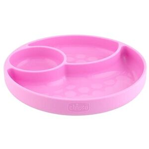 Chicco silikónový tanier ružový, 12 mes.+