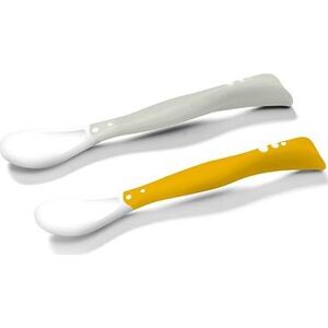 BabyOno, detské elastické lyžičky, sivá/žltá, 2 ks