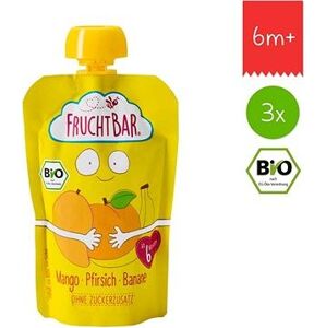 FruchtBar BIO ovocná kapsička s banánom, broskyňou a mangom 3× 100 g