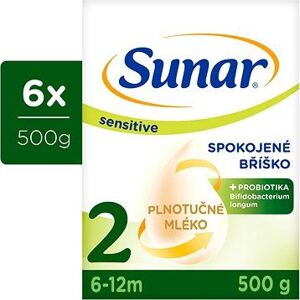 Sunar Sensitive 2 pokračovacie dojčenské mlieko, 6× 500 g