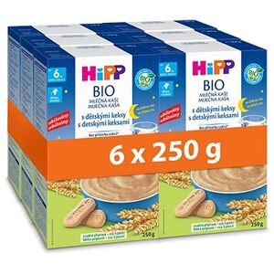 HiPP BIO mliečna kaša na dobrú noc s detskými keksami 6× 250 g
