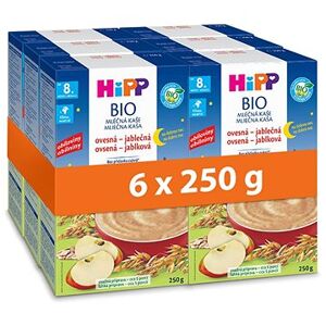 HiPP BIO mliečna kaša na dobrú noc ovsená-jablčná od 8 mes., 6× 250 g