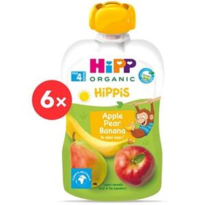 HiPP BIO 100 % ovocie Jablko-Hruška-Banán od uk. 4. mesiaca, 6× 100 g