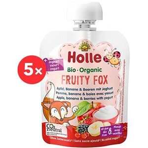 HOLLE Fruity fox bio detské ovocné pyré s jogurtom 5× 85 g