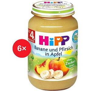 HiPP BIO Jablká s banánmi a broskyňami - 6x 125g