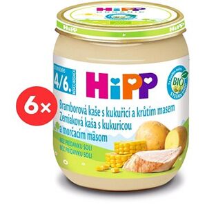 HiPP BIO Zemiakové pyré s kukuricou a morčacím mäsom – 6× 125 g