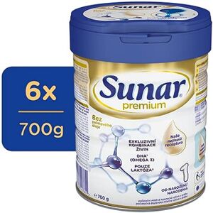 Sunar Premium 1 počiatočné dojčenské mlieko, 6× 700 g