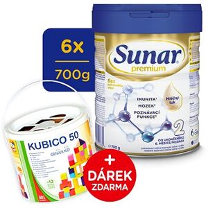 Sunar Premium 2 pokračovacie dojčenské mlieko, 6× 700 g