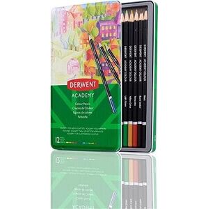 DERWENT Academy Colour Pencil Tin v plechovej škatuľke, okrúhle, 12 farieb