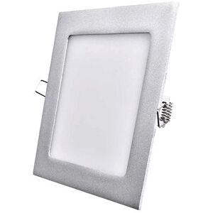 EMOS LED panel 170×170, štvorcový vstavaný strieborný, 12 W neutrálna biela