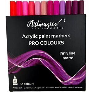 Artmagico Pro Pink Line akrylové fixky, ružové odtiene, 12 ks