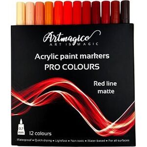 Artmagico Pro Red Line akrylové fixy, červené odstíny, 12 ks