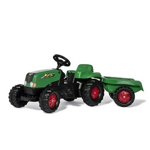 Rolly Toys Šliapací traktor Rolly Kid s vlečkou zeleno-červený