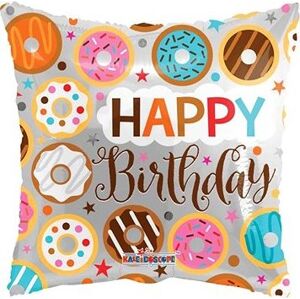 SmartBalloons Fóliový balónik vankúš Donut – Happy Birthday – 45 cm