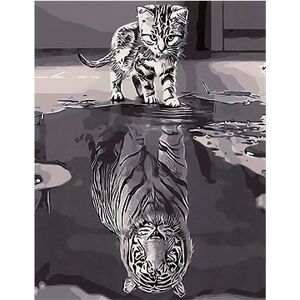 KIK Maľovanie podľa čísel 50 × 40 cm Mačka a tiger