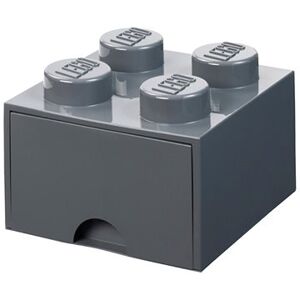 LEGO úložný box 4 so zásuvkou – tmavo sivý