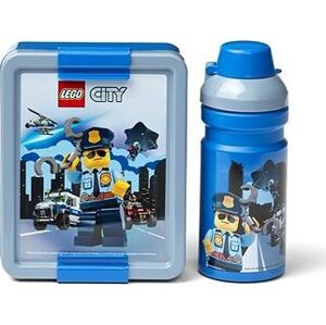 LEGO City svačinová sada (fľaša a box) – modrá