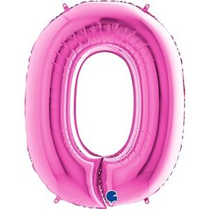 Fóliový balónik, 102 cm, číslica „0“, ružový