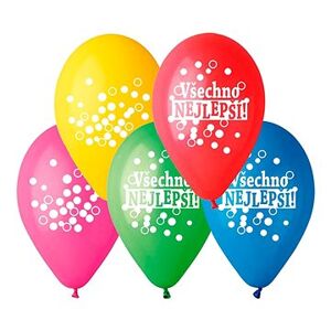 Nafukovacie balóniky, 30 cm, všetko najlepšie, mix farieb, 5 ks