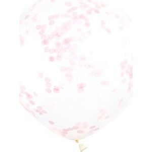 Balóniky 30cm – priehľadné s ružovými konfetami – 6 ks