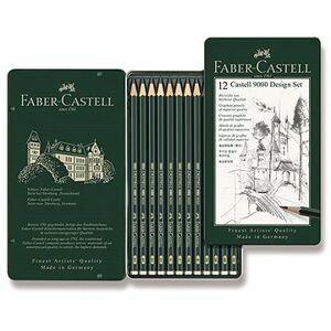 Faber-Castell Castell 9000 Design v plechovej krabičke, šesťhranná – sada 12 ks