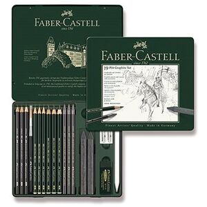 Grafitové ceruzky Faber-Castell Pitt Graphite v plechovej krabičke, sada 19 ks