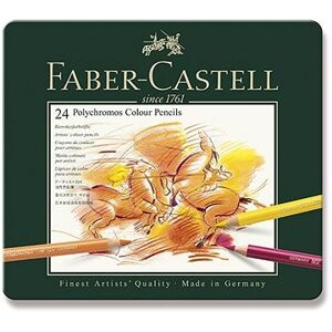 Pastelky Faber-Castell Polychromos v plechovej krabičke, 24 farieb