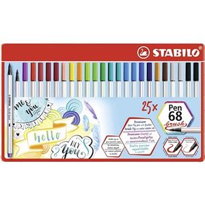 STABILO Pen 68 brush, 25 ks, kovové puzdro