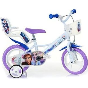 Dino Bikes Detský 12" bicykel so sedačkou pre bábiku a košíkom Frozen 2