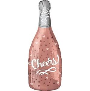 Balón fóliový fľaša šampanského – champagne – cheers – rosegold 60 cm