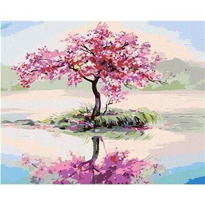 Maľovanie podľa čísel – Rozkvitnutá sakura pri jazere