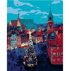 Maľovanie podľa čísel – Vianočný stromček pred zámkom vo Varšave