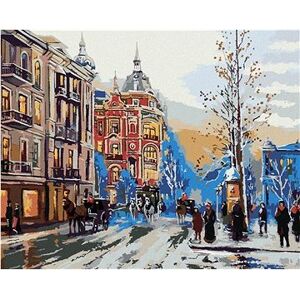 Maľovanie podľa čísel - Zimná mestská ulička