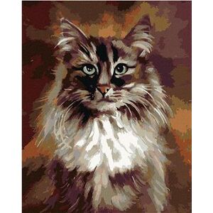 Maľovanie podľa čísel – Mačka na hnedom pozadí