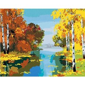 Maľovanie podľa čísel - Les s brezami pri rieke