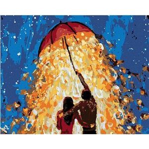 Maľovanie podľa čísel – Muž a žena pod žiariacim dáždnikom