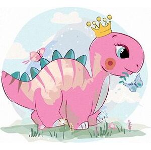 Maľovanie podľa čísel - Ružový dinosaurus
