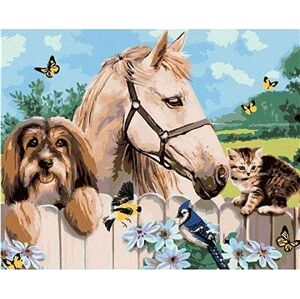 Maľovanie podľa čísel – Pes, kôň a mačiatko (Howard Robinson)