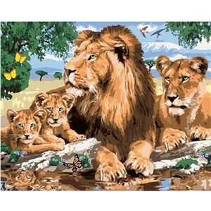 Maľovanie podľa čísel - Lev a levica s levíčatami (Howard Robinson)