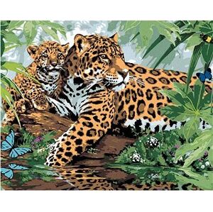 Maľovanie podľa čísel – Jaguár s mláďaťom pri vode (Howard Robinson)