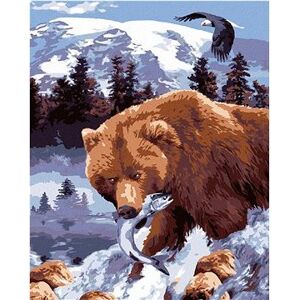 Maľovanie podľa čísel - Medveď grizly s rybou (Howard Robinson)