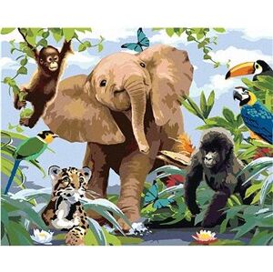 Maľovanie podľa čísel - Sloníča medzi zvieracími kamarátmi (Howard Robinson)