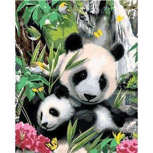 Maľovanie podľa čísel – Panda s mláďaťom a vodopád (Howard Robinson)