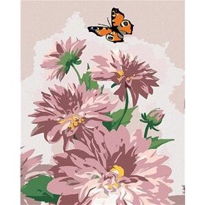 Maľovanie podľa čísel – Motýľ a ružové georgíny (Howard Robinson)