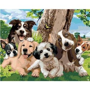 Maľovanie podľa čísel – Psy pri strome na lúke (Howard Robinson)