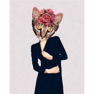 Maľovanie podľa čísel – Mačka v oblečení a ruže
