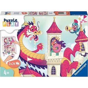 Ravensburger 055951 Puzzle & Play Drak na zámku 2× 24 dielikov